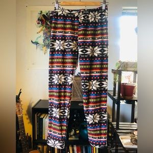 Fair Isle Thick Fuzzy Leggings
